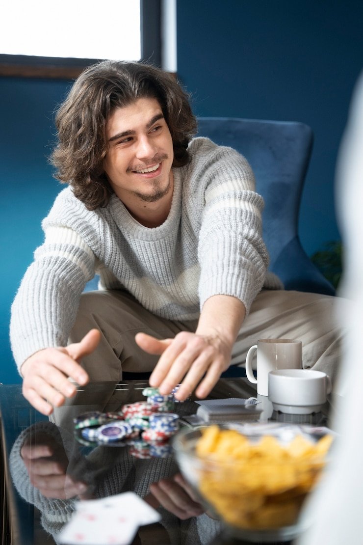 Meja baccarat dengan area taruhan Player, Banker, dan Tie